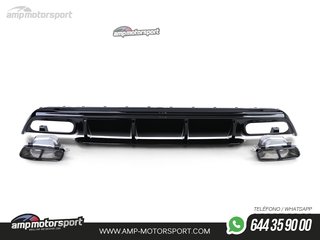 DIFUSOR TRASERO NEGRO BRILLO CON COLAS NEGRAS PARA MERCEDES CLASE A W176