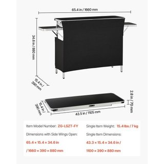 Mesa de bar portátil plegable, 1100 x 390 x 880 mm