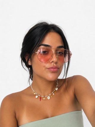 Occhiali da sole aviator rosa e oro