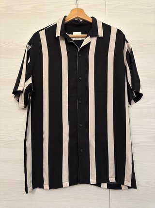 Camicia uomo a righe nere e beige