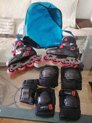Pack Patines Oxelo Talla 34-36 + Accesorios