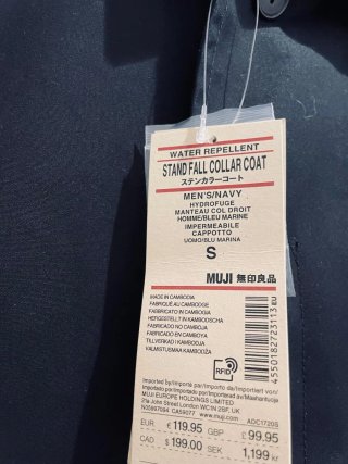 Abrigo Muji Impermeable Azul Marino
