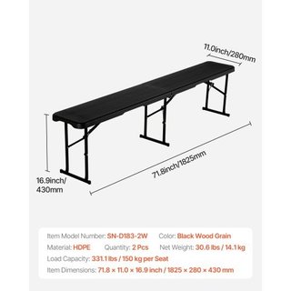 Banco Plegable de Plástico, Banco Portátil de 6 pi