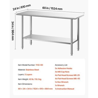Mesa de trabajo de acero inoxidable, mesa de prepa