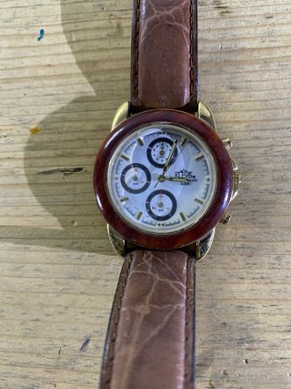 Orologio Cronografo Vintage Klevis Pelle Marrone