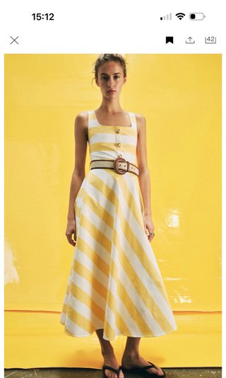 Vestido de rayas blanco y amarillo