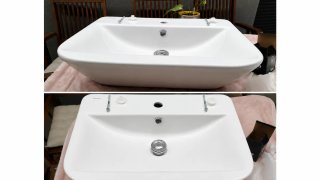 Lavabo de baño de porcelana sin usar