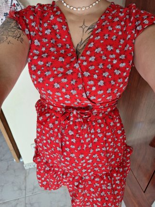 Vestido estampado floral rojo
