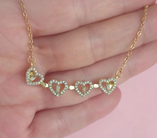 Collar Trébol 2 en 1 Corazónes Baño Oro.