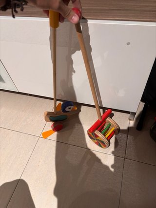 Caminador de madera para bebé pato y rueda
