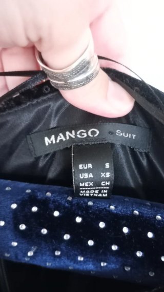 Mango vestido Negro Terciopelo
