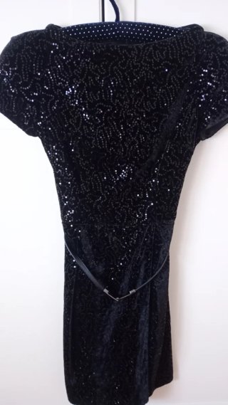 Mango vestido Negro Terciopelo