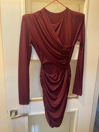 Vestido rojo drapeado sin marca talla única