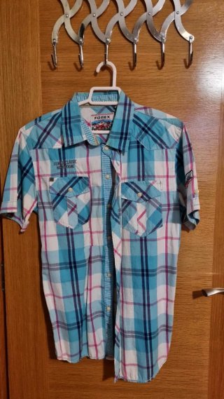Camisa de cuadros FOREX azul y rosa
