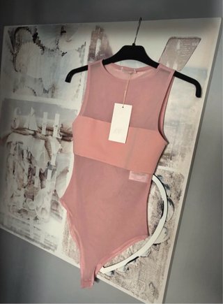 Body Rosa zara combinado T.S con etiqueta.