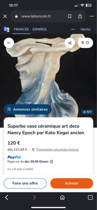 Jarrón Antiguo Art Nouveau
