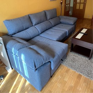 Sofá chaise longue azul grisáceo