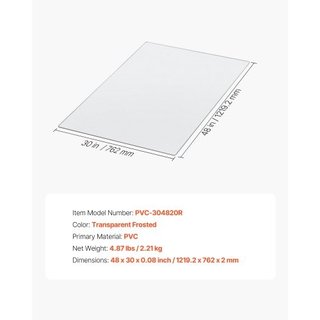 Alfombrilla para silla, 765 x 1215 mm Alfombrilla