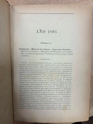 Libro Militar Antiguo - Colección Legislativa 1893