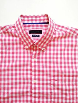 Camisa Cortefiel cuadros rosa y blanco
