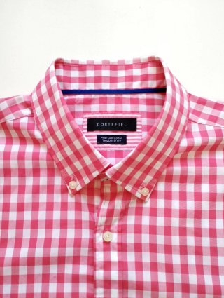 Camisa Cortefiel cuadros rosa y blanco