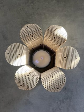Portacandele Design Fiore Legno