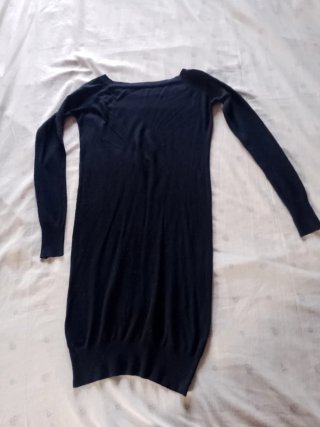 Miniabito aderente blu scuro maniche lunghe