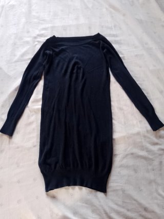 Miniabito aderente blu scuro maniche lunghe
