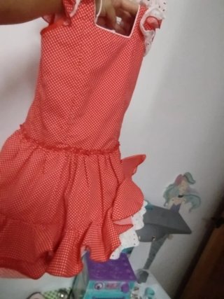 Traje Flamenca Niña Rojo y Blanco