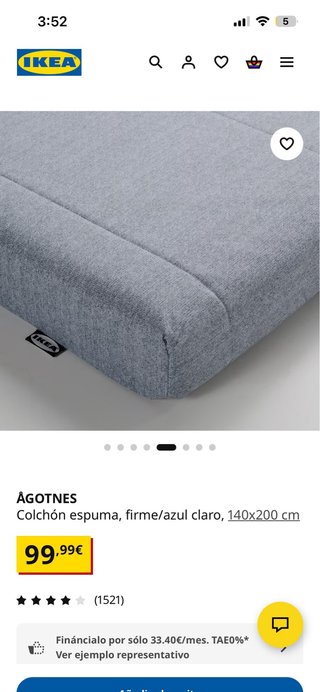 Colchón espuma IKEA ÅGOTNES 140x200