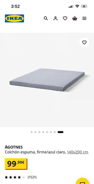 Colchón espuma IKEA ÅGOTNES 140x200
