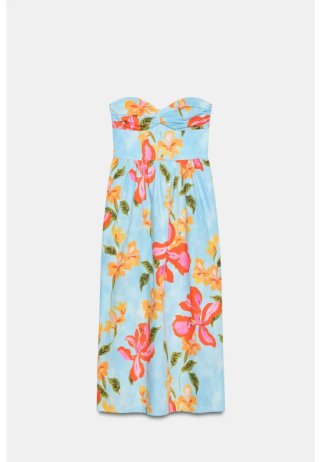 Vestido midi Zara popelín flores