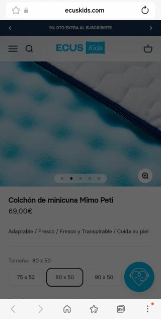 Colchón Minicuna Mimo Peti 80x50