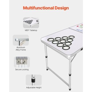 Mesa de Beer Pong portátil de 2.4 m, mesa plegable