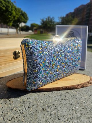 Bolso de fiesta pedrería multicolor