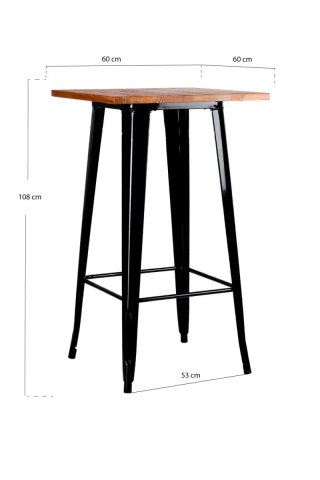 mesa alta madera y metal