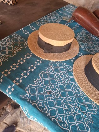 Sombrero de paja rijida  vintage unisex