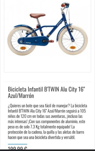 Bicicleta Infantil B'TWIN Alu City 16