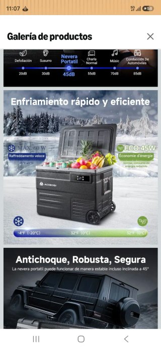 Nevera Portátil AOBOSI 55L Coche