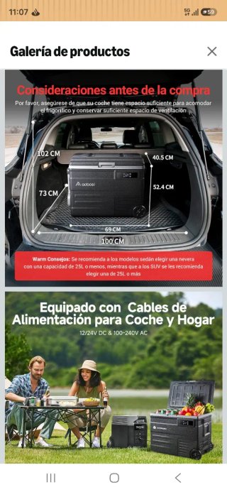 Nevera Portátil AOBOSI 55L Coche