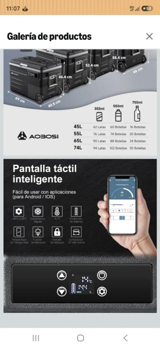 Nevera Portátil AOBOSI 55L Coche