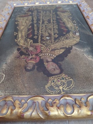 Original óleo lienzo religioso virgen siglo 17/18