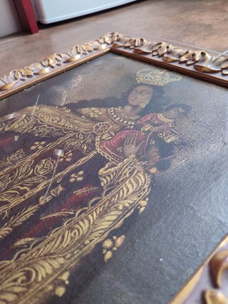 Original óleo lienzo religioso virgen siglo 17/18