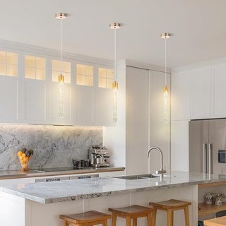 Lámpara Colgante Cristal Oro LED Moderna