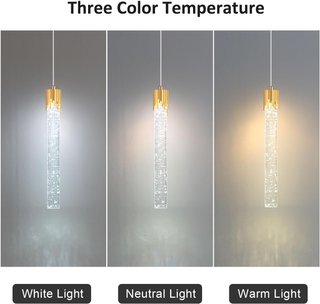 Lámpara Colgante Cristal Oro LED Moderna