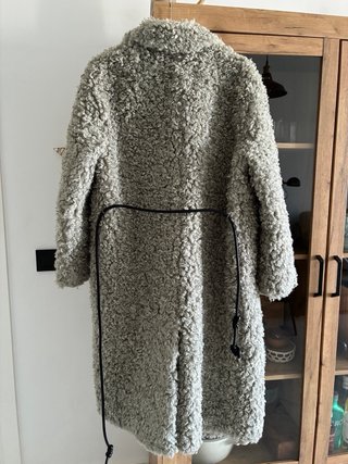 Abrigo Zara Gris Peluche Largo