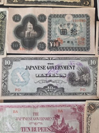 Lote Billetes Japoneses Segunda Guerra Mundial