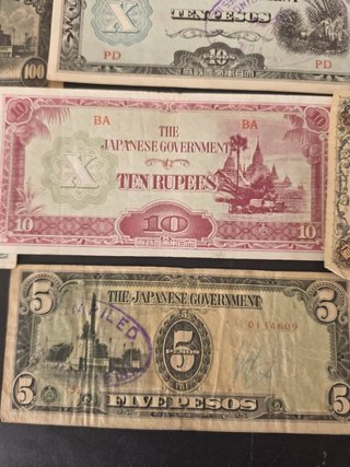 Lote Billetes Japoneses Segunda Guerra Mundial