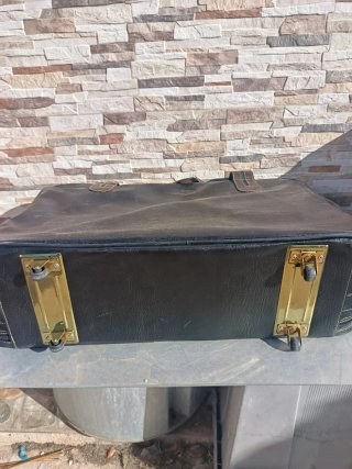Conjunto Maletas Retro Cuero Negro y Marrón