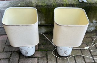 Tris lampade in ceramica bianca e oro
